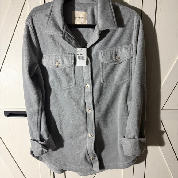 Thread & Supply Tops - NWT Thread & Supply Light Gray Fleece Jacket